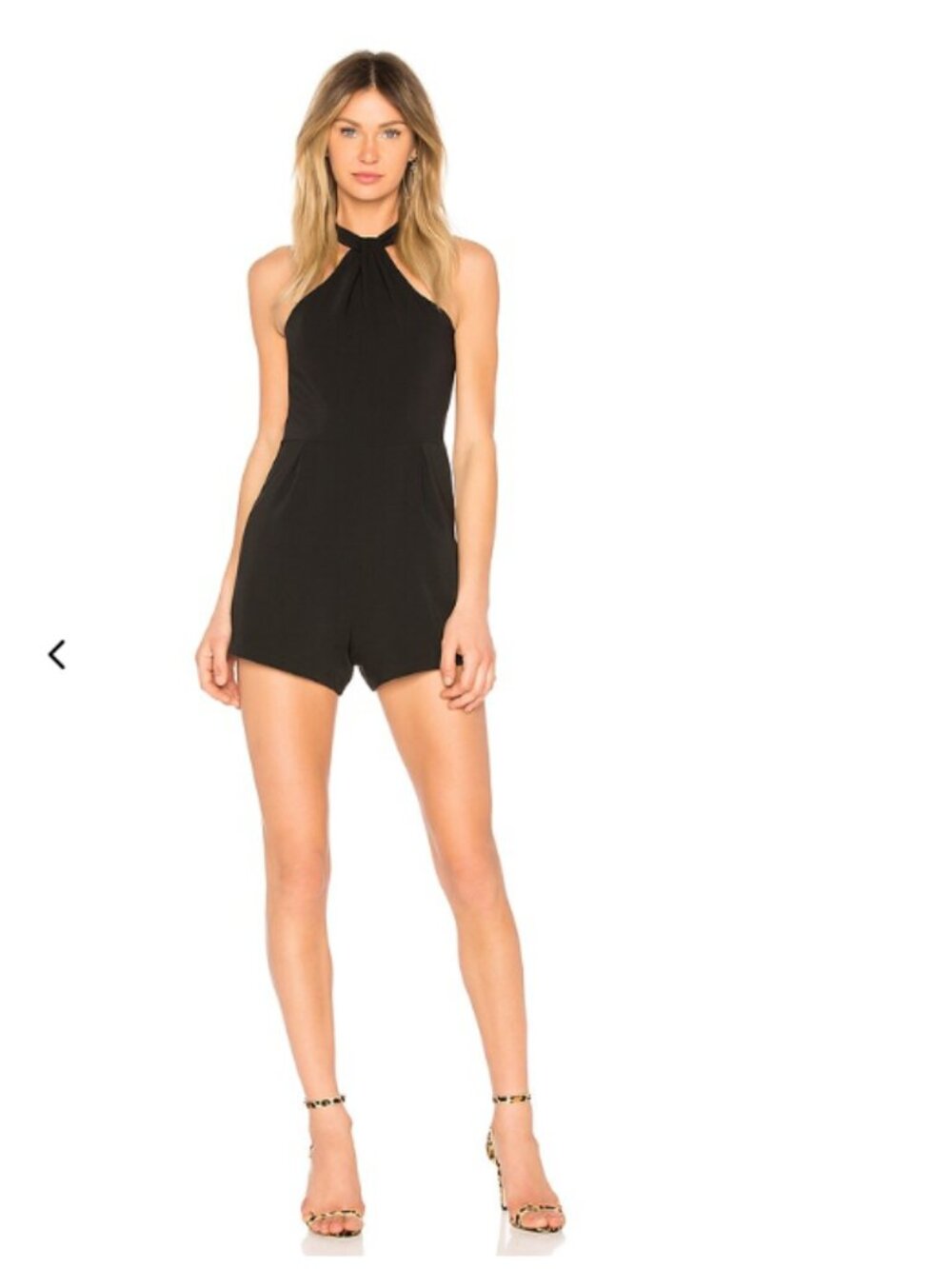 NBD Radley Black Halter Romper - M - Revolve Twist Neck Dressy